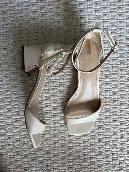 Sam Edelman Shoes - Sam Edelman Ivory Ankle-Strap Block Heel Sandals